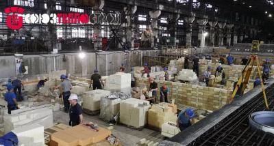 Огнеупорная кладка кольцевой печи обжига электродной продукции РИДГАММЕР закрытого типа